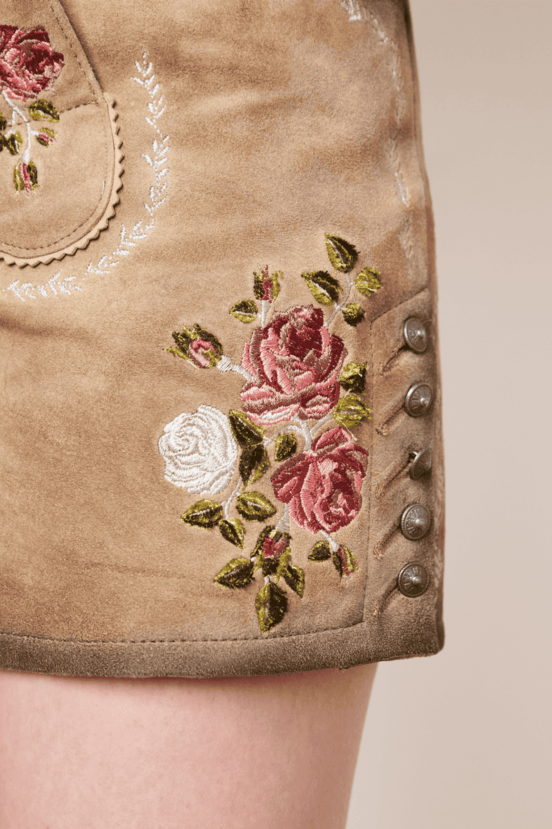 Krüger Madl Lederhose Alpenrose Preisnachlass