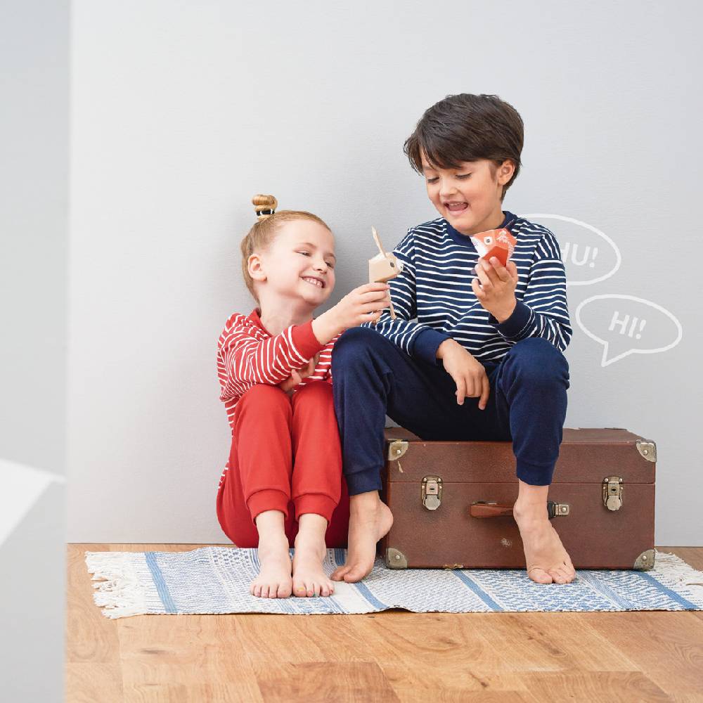 LIVING CRAFTS - Kinderschlafanzug - White/Navy Striped JETZT KAUFEN
