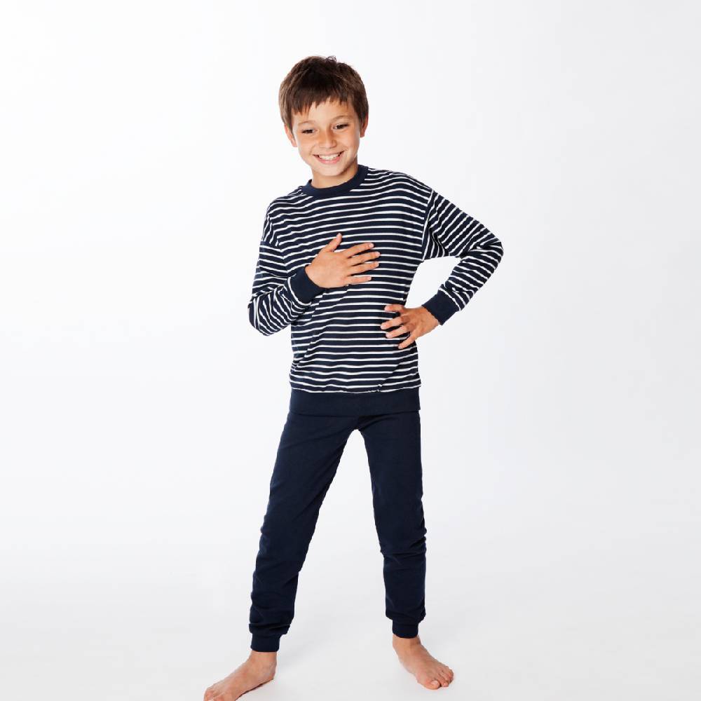 LIVING CRAFTS - Kinderschlafanzug - White/Navy Striped JETZT KAUFEN