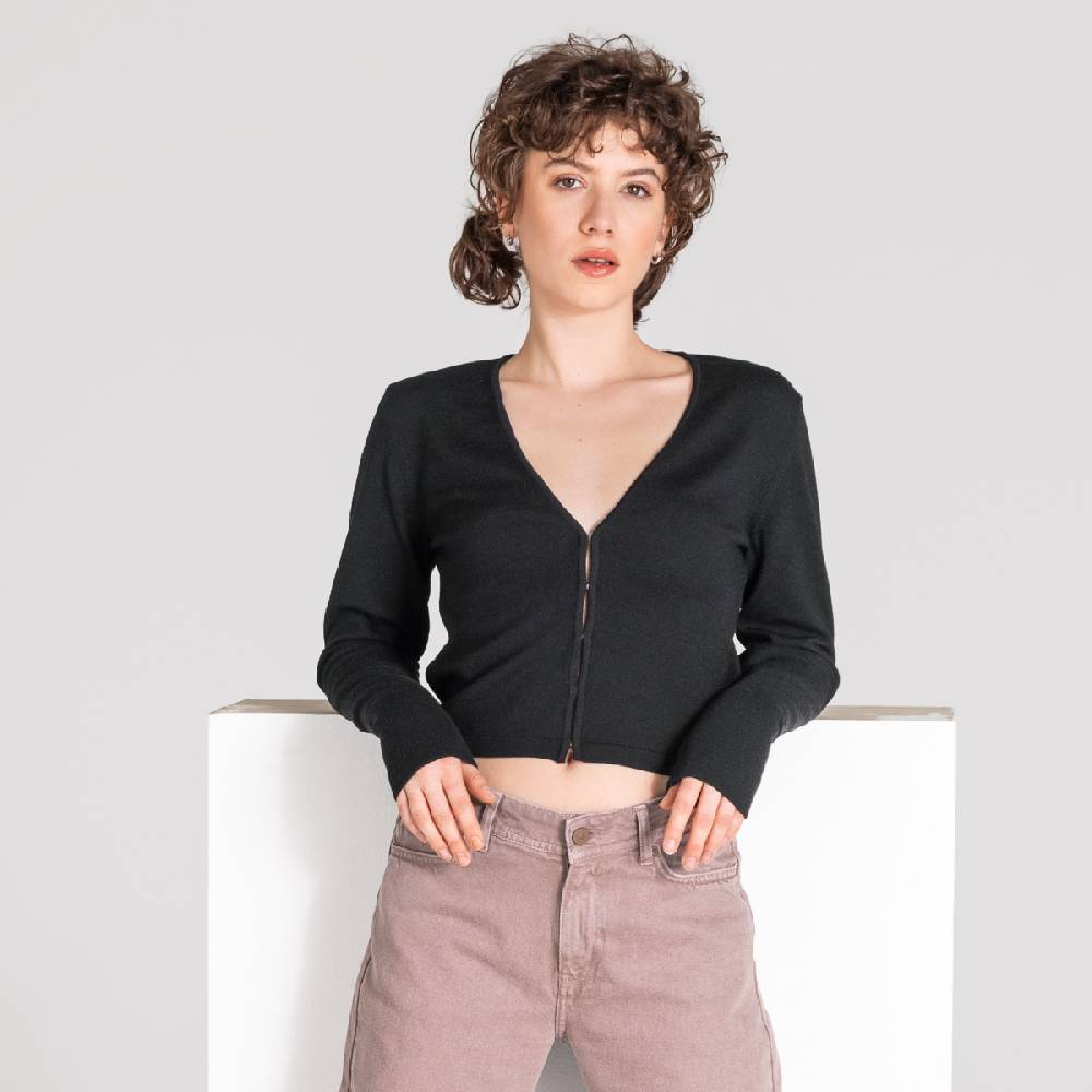 LIVING CRAFTS ALIZEE - Strickjacke - Off Black Tiefpreis