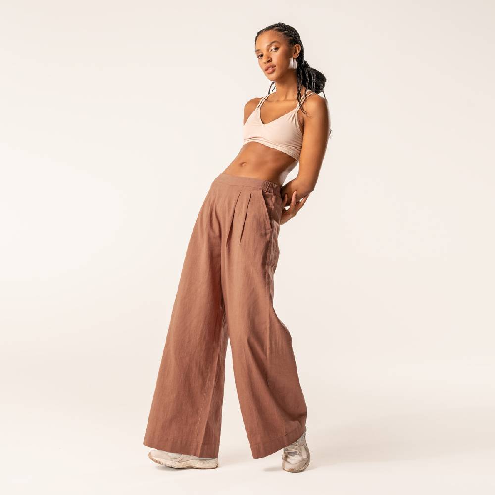 LIVING CRAFTS DUYEN - Weite Bundfaltenhose - Brown Super Rabatt