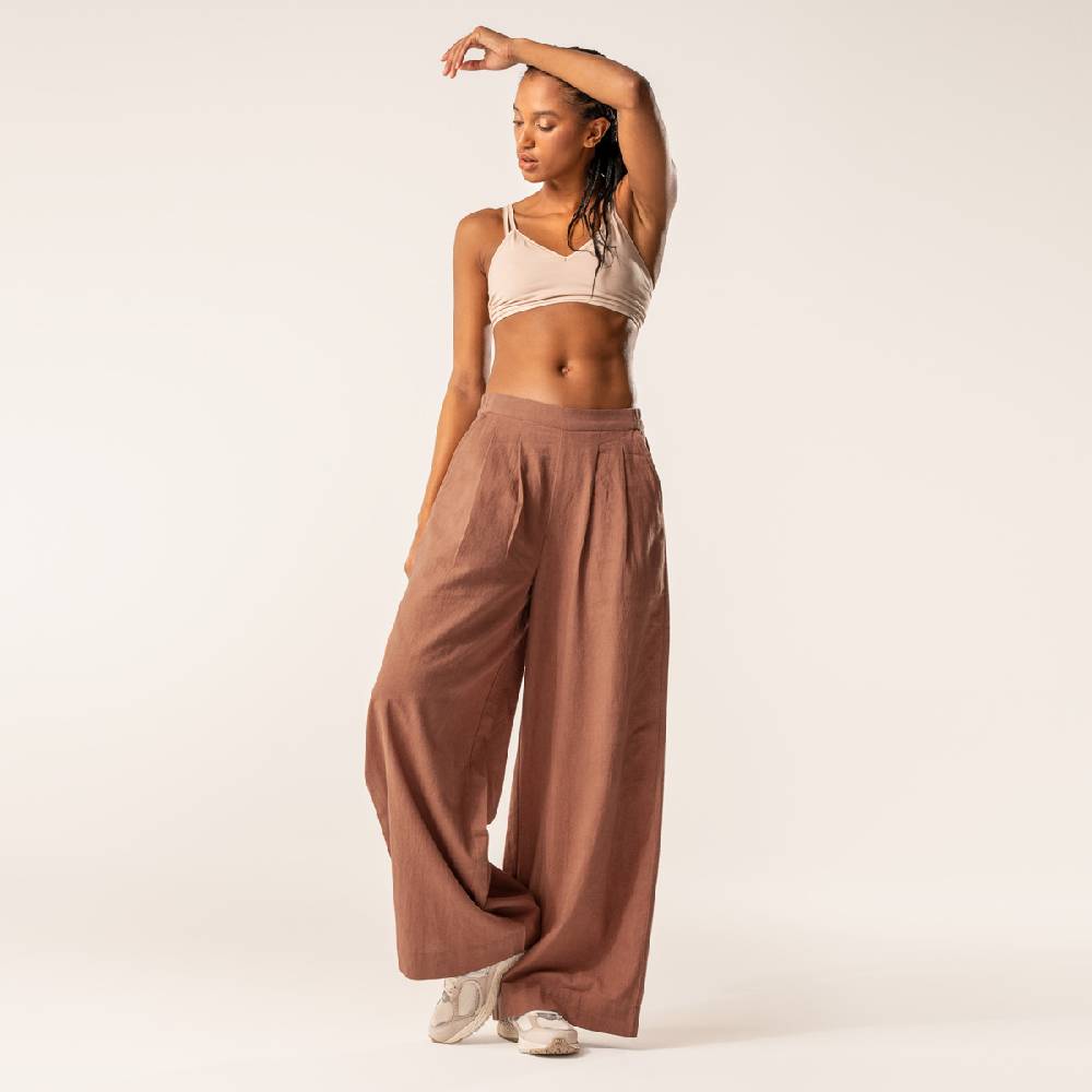 LIVING CRAFTS DUYEN - Weite Bundfaltenhose - Brown Super Rabatt