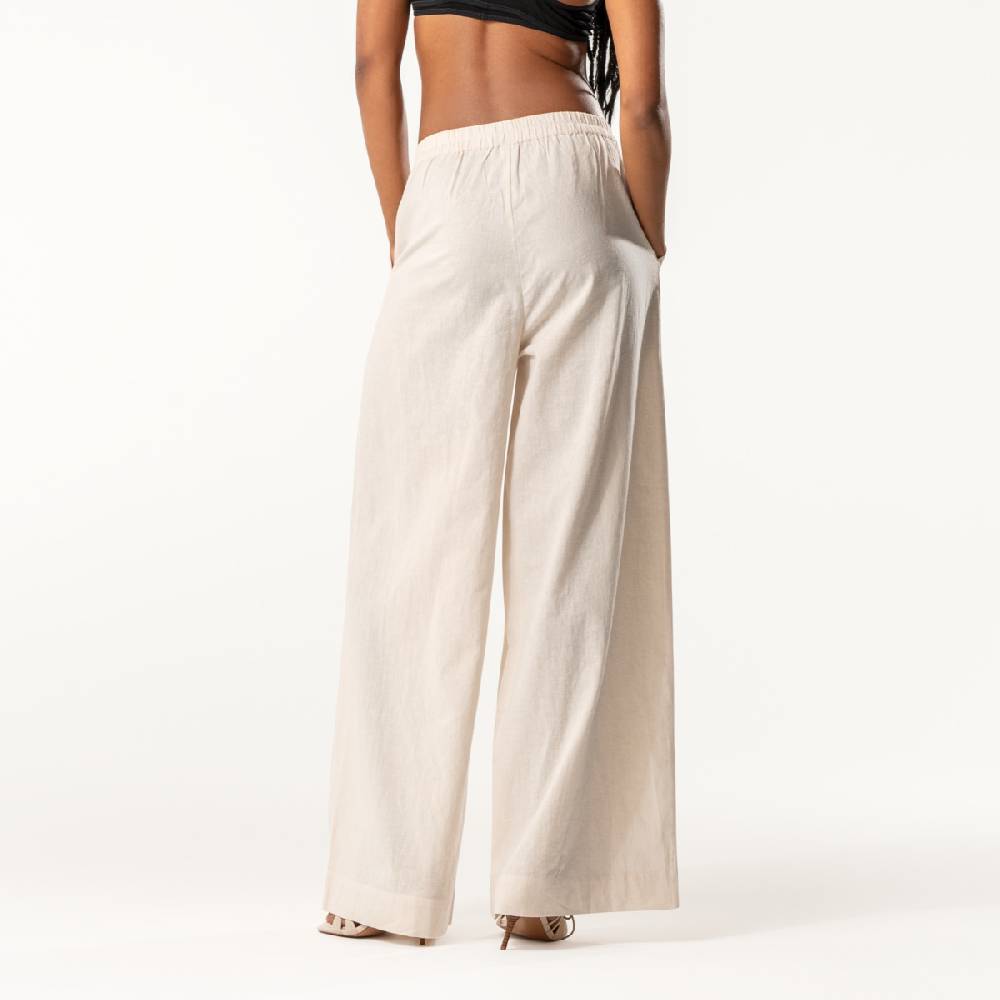 LIVING CRAFTS DUYEN - Weite Bundfaltenhose - Sand Riesige Rabatte