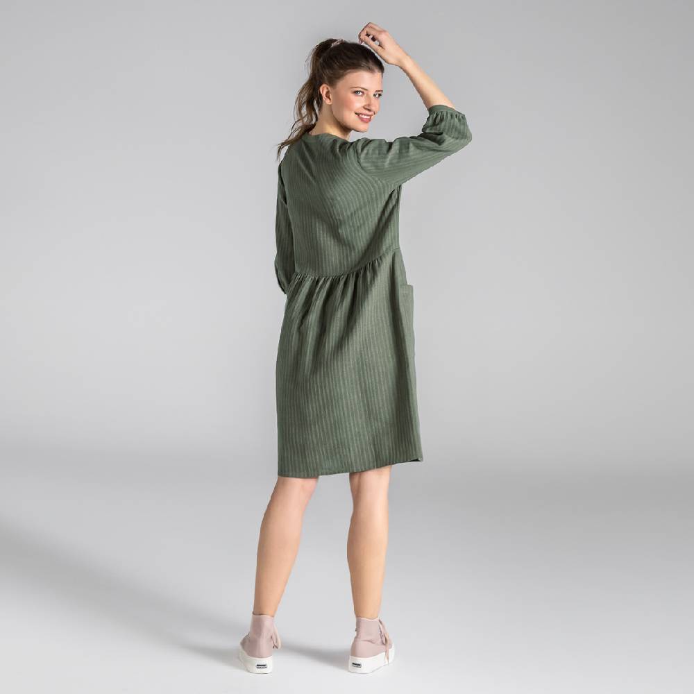 LIVING CRAFTS BLOSWEN - Seersucker Kleid - Khaki Meist gekauft