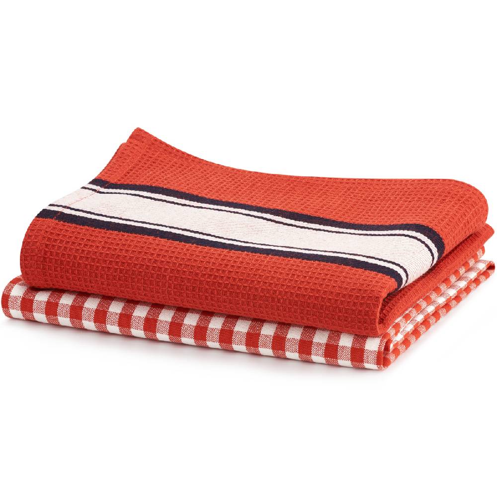 LIVING CRAFTS DELHI - Geschirrtücher, 2er-Pack - Red Clay VIP-Rabatte