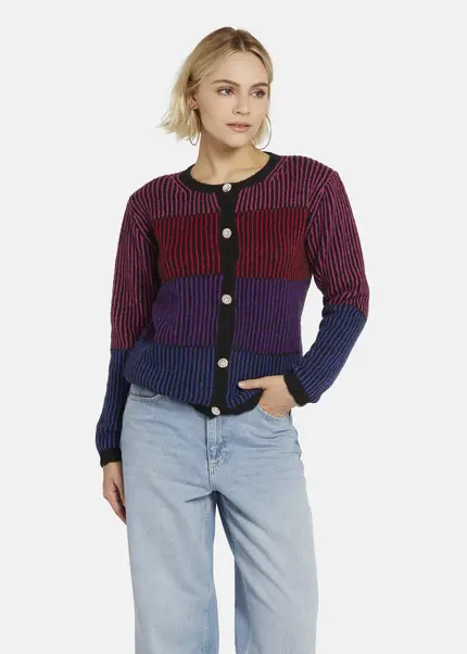 Nicowa Striped Cardigan SINOWA in BLACK MULTICOLORarticle number NC8A22101019E-002 Letzte 2 Tage