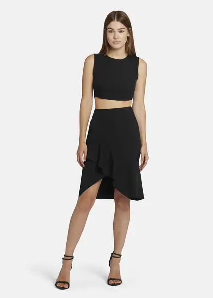 Nicowa Twill Ruffle Skirt - LOWIANA in BLACKarticle number NC9A24004019E-002 Bis zu 50% Rabatt