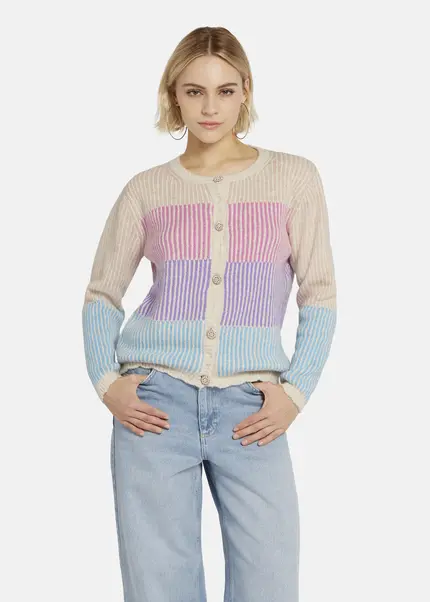 Nicowa Striped Cardigan SINOWA in CREAM MULTICOLORarticle number NC8A22101012E-072 Nur für heute