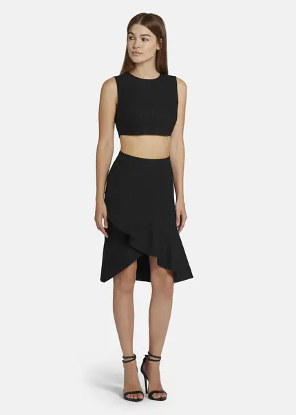 Nicowa Pinstripe twill flounce Skirt - LOWIANA in BLACK PINSTRIPEarticle number NC9A24005019E-002 Nur noch ein Tag übrig