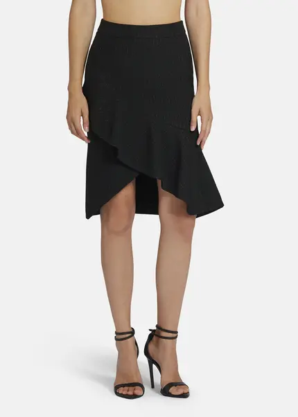 Nicowa Pinstripe twill flounce Skirt - LOWIANA in BLACK PINSTRIPEarticle number NC9A24005019E-002 Nur noch ein Tag übrig