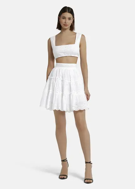 Nicowa Embroidered ruffle skirt - RALICINO in WHITEarticle number NC9A12601011E-004 Super Rabatt