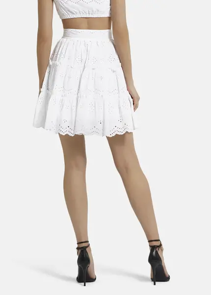 Nicowa Embroidered ruffle skirt - RALICINO in WHITEarticle number NC9A12601011E-004 Super Rabatt