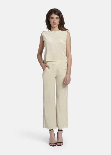Nicowa Loose trousers made of lamé velvet RIMBIO in OFFWHITE LAMÉarticle number NC8A22508021E-072 Fabrikladen