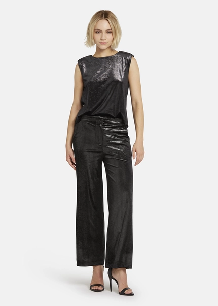 Nicowa Loose trousers made of lamé velvet RIMBIO in BLACK LAMÉarticle number NC8A22508019E-002 Begrenzt auf 3 Tage