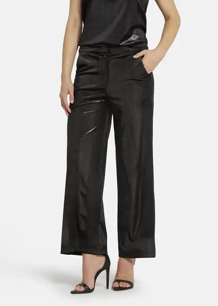 Nicowa Loose trousers made of lamé velvet RIMBIO in BLACK LAMÉarticle number NC8A22508019E-002 Begrenzt auf 3 Tage