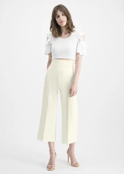 Nicowa Twill culottes with creases – CORADUE in WHITEarticle number NC7A12018011E-004 Speichern exportieren