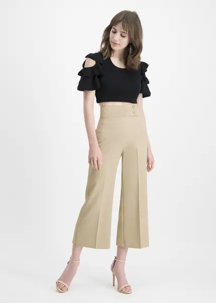 Nicowa Twill culottes with creases – CORADUE in BEIGEarticle number NC7A12016011E-138 Black Friday Preise
