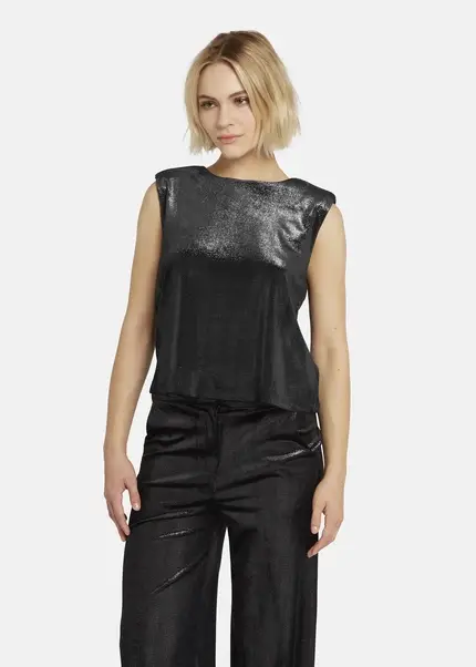 Nicowa Lamé velvet top with shoulder pads VELLIO in BLACK LAMÉarticle number NC8A22507019E-002 Blitzverkäufe