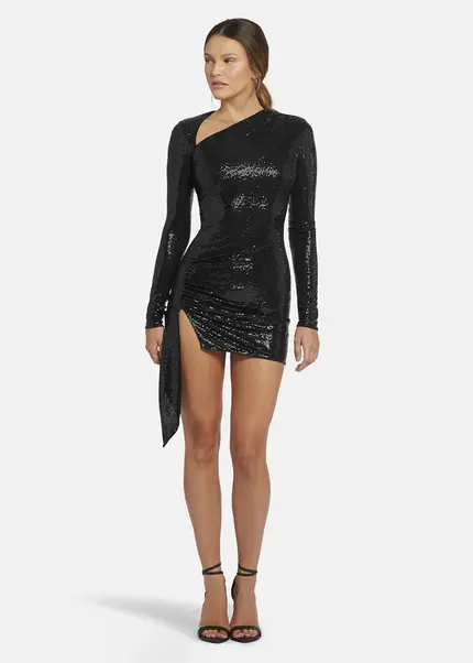 Nicowa Draped Sequin Mini Dress - ANILOWA in BLACKarticle number NC9A22909019E-002 Fabrikpreis