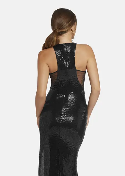 Nicowa Draped Sequin Evening Dress - LUCAWIA in BLACKarticle number NC9A22911019E-002 Sonderangebot