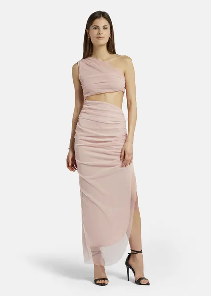 Nicowa Asymmetrical mesh dress - AWITO MAXI in Rosaarticle number NC9A1401224E-137 Lagerräumung