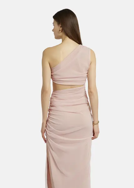 Nicowa Asymmetrical mesh dress - AWITO MAXI in Rosaarticle number NC9A1401224E-137 Lagerräumung