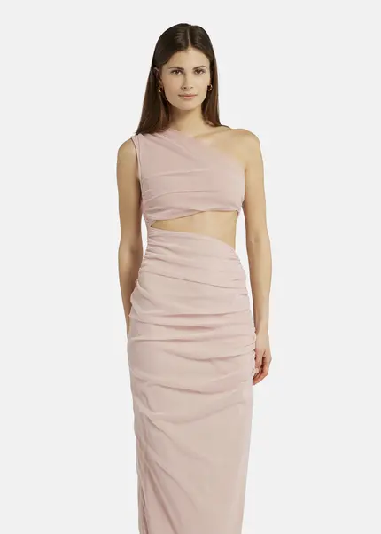 Nicowa Asymmetrical mesh dress - AWITO MAXI in Rosaarticle number NC9A1401224E-137 Lagerräumung
