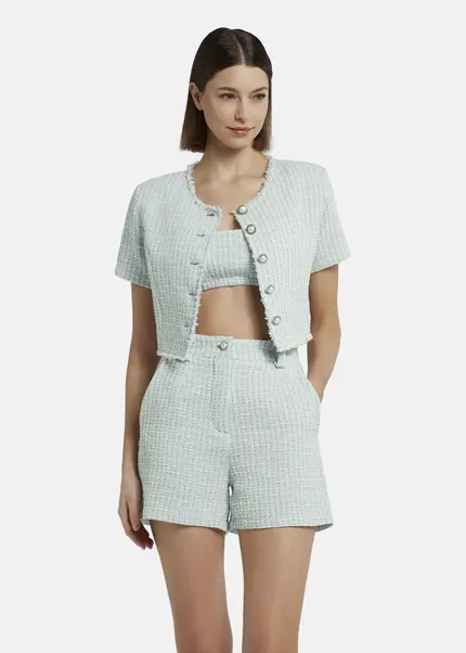 Nicowa Cropped Bouclé blazer - BIANCIWO in LIGHT BLUEarticle number NC9A12605025E-025 Räumungsverkauf