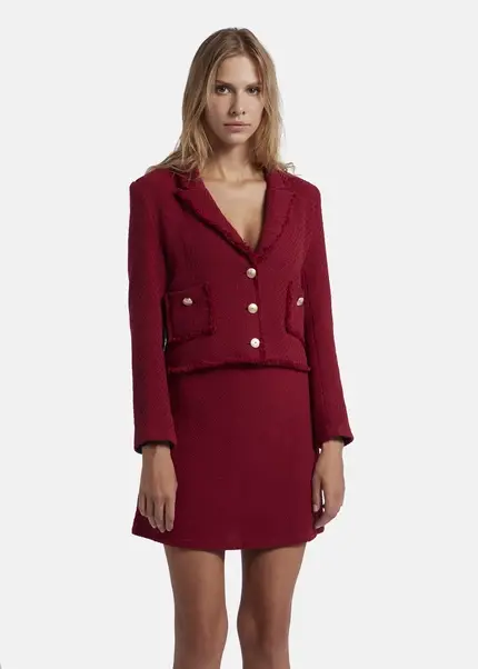 Nicowa Cropped blazer made of bouclé BAGIWO in dark berryarticle number NC8A22505034E-011 Super Sparpreis