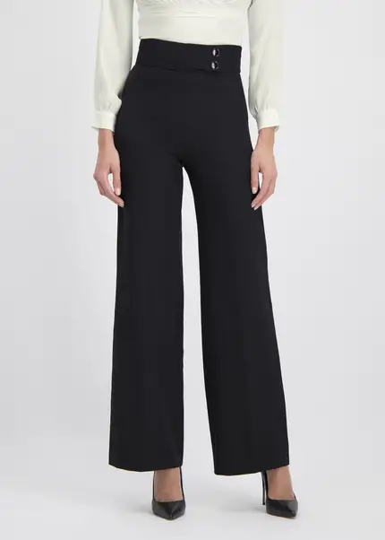 Nicowa Elegant COREANA high-waisted trousers with wide leg in BLACKarticle number NC3A02016029E-002 Zeitbegrenzte Promotion