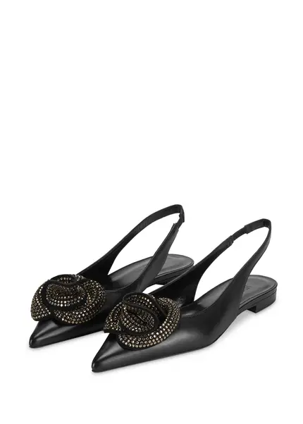 Nicowa Flower-adorned slingback ballerinas FLORWIA in BLACKarticle number NC9A12703019E-002 Bis zu 50% Rabatt