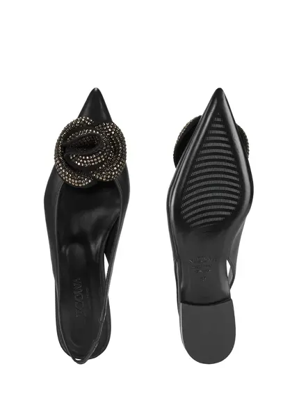Nicowa Flower-adorned slingback ballerinas FLORWIA in BLACKarticle number NC9A12703019E-002 Bis zu 50% Rabatt