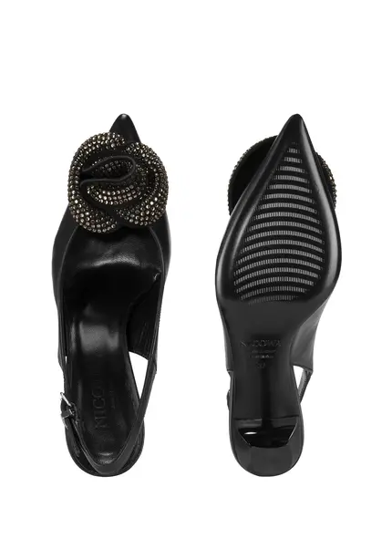 Nicowa Flower-adorned slingback pumps FLONAWIA in BLACKarticle number NC9A12702019E-002 Bis zu 65% Rabatt