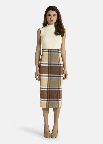 Nicowa Checked midi skirt LANOWA with wool in BROWNarticle number NC7A24004017E-151 Valentinstagsangebot