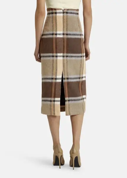 Nicowa Checked midi skirt LANOWA with wool in BROWNarticle number NC7A24004017E-151 Valentinstagsangebot