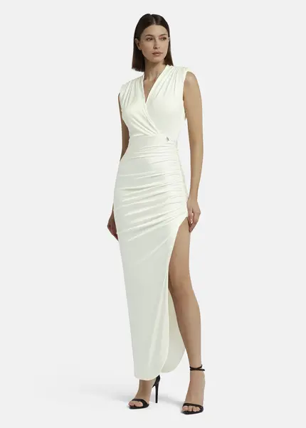 Nicowa Draped maxi dress in jersey - MICATE in WHITEarticle number NC9A1401611E-004 Bestseller