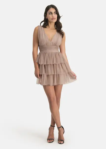 Nicowa Tulle mini dress - STELLOWA in BEIGEarticle number NC7A12029032E-138 Super Sparpreis