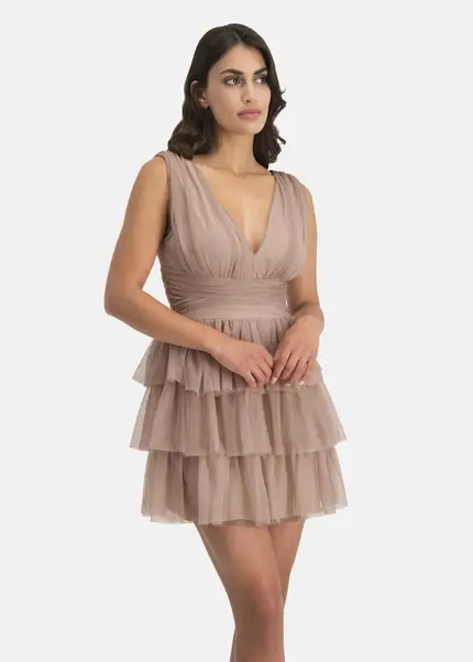 Nicowa Tulle mini dress - STELLOWA in BEIGEarticle number NC7A12029032E-138 Super Sparpreis