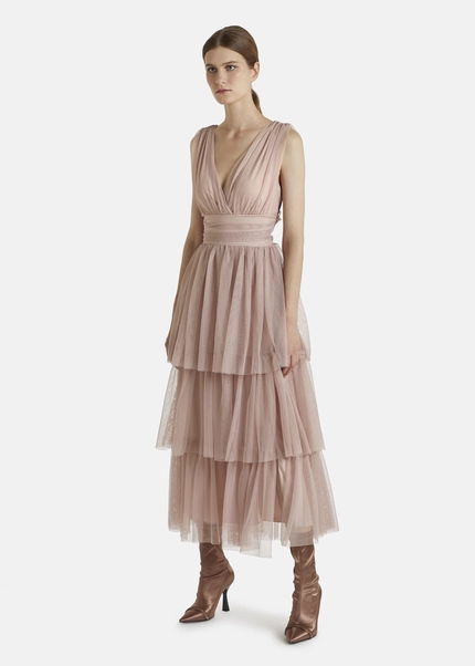 Nicowa Tulle maxi dress BALINO in BEIGEarticle number NC7A12027032E-138 Kostenlose Rückgabe