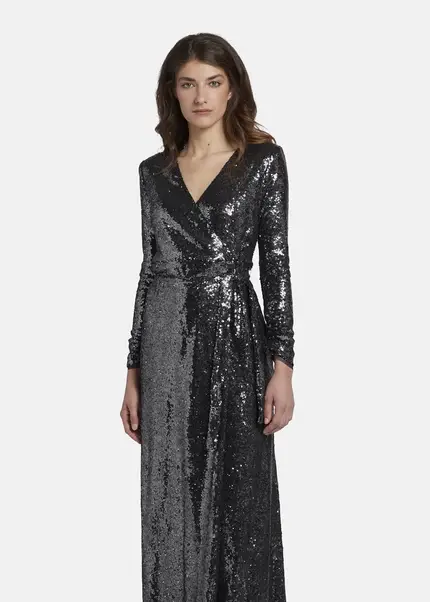 Nicowa Maxi sequin wrap dress - MILOWA in SILVERarticle number NC8A22012031E-088 Letzte 3 Tage