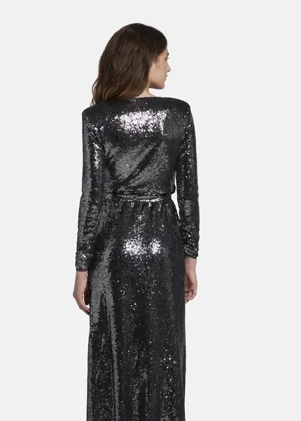 Nicowa Maxi sequin wrap dress - MILOWA in SILVERarticle number NC8A22012031E-088 Letzte 3 Tage