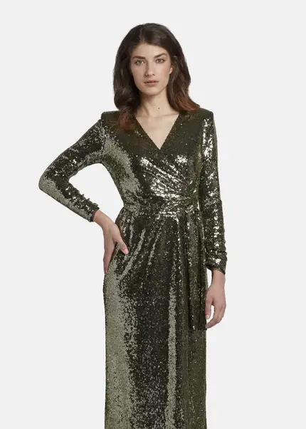 Nicowa Maxi sequin wrap dress - MILOWA in GOLDarticle number NC8A22011023E-131 JETZT KAUFEN