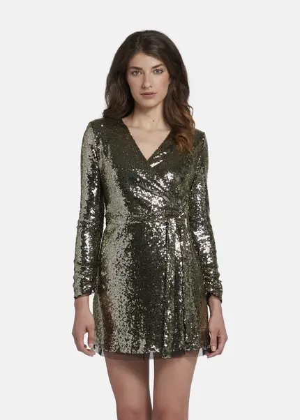 Nicowa Mini sequin wrap dress - MILOWA in GOLDarticle number NC8A22010023E-131 Neueste Stile