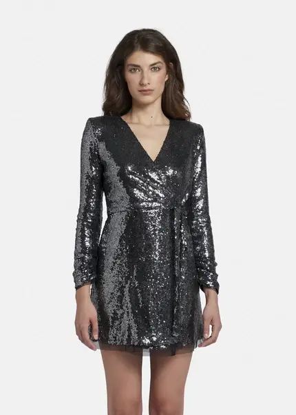 Nicowa Mini sequin wrap dress - MILOWA in SILVERarticle number NC8A22009031E-088 Letzte 2 Tage
