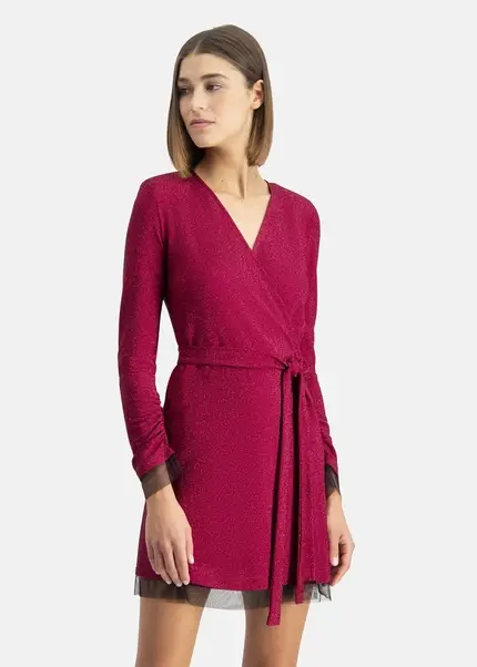 Nicowa Mini wrap dress in lamé- MILOWA in PINKarticle number NC7A24038044E-139 Letzter Tag