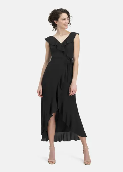 Nicowa Elegant chiffon dress with plain-coloured fabric – DINOWA in BLACKarticle number NC6A22001019E-002 Bis zu 60% Rabatt