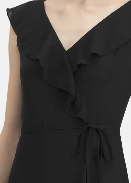 Nicowa Elegant chiffon dress with plain-coloured fabric – DINOWA in BLACKarticle number NC6A22001019E-002 Bis zu 60% Rabatt