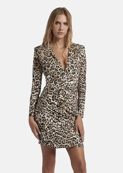 Nicowa Draped mini dress - MICIMA in BLACK LEOarticle number NC8A22008017E-151 Sonderangebot der Fabrik