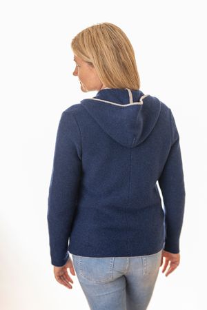 Pezzo D'oro Damenstrickjacke,Kapuze,Merinowolle,blau,nachhaltig aus Bayern Letzte 2 Tage