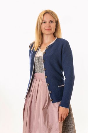 Pezzo D'oro Damenstrickjacke,Merinowolle,Trachtenstrickjacke,marine Letzter Tag